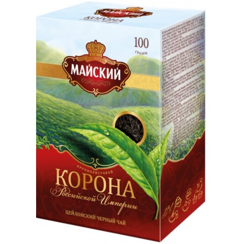 Чай черный МАЙСКИЙ Корона Российской Империи Цейлонский байховый листовой, 100гp